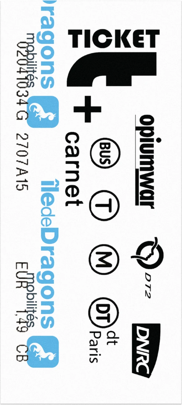 Dragontown Métro ticket, front
